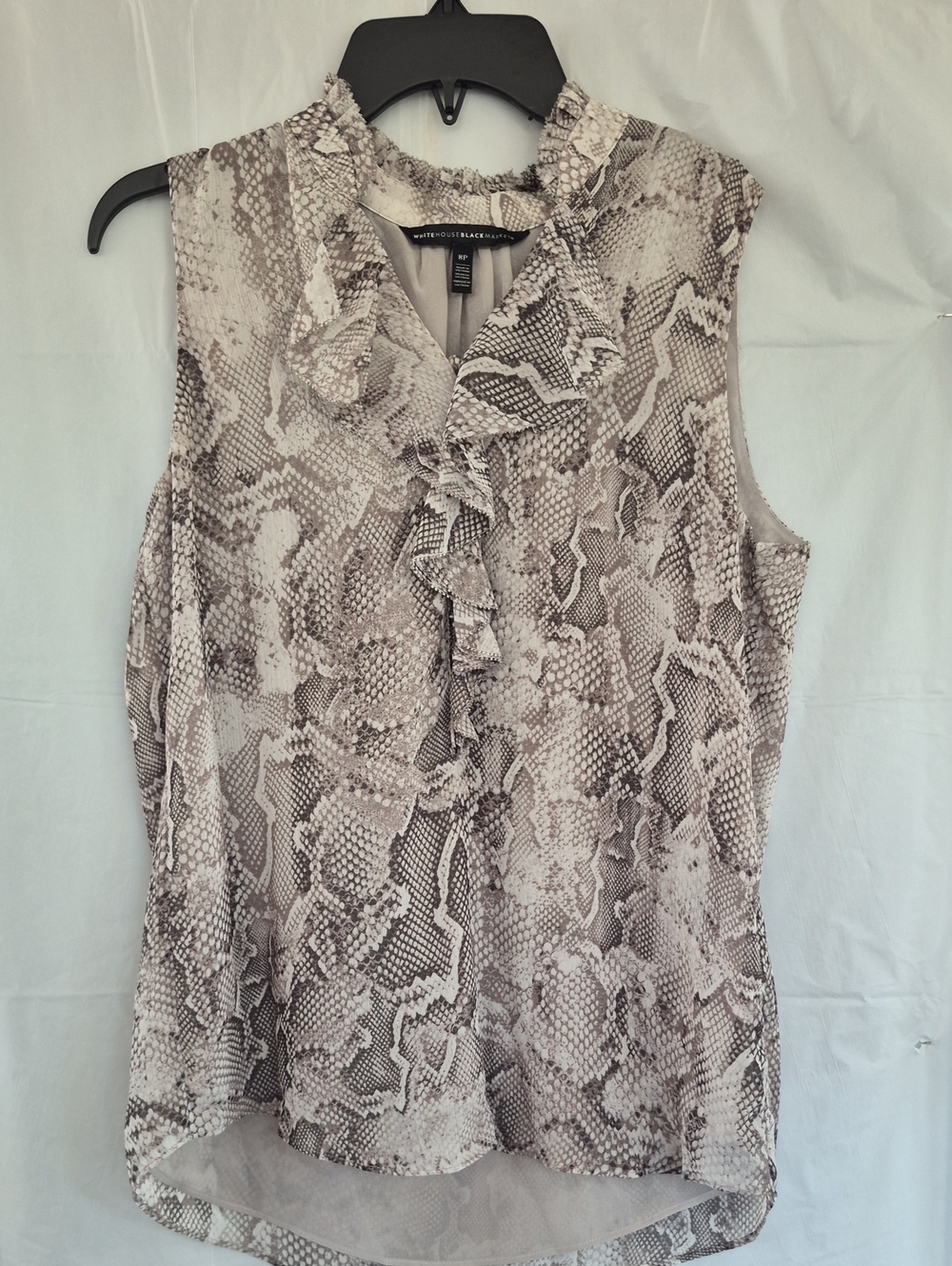 Worthington Sleeveless Ruffle Snake Print Camisole - Gray